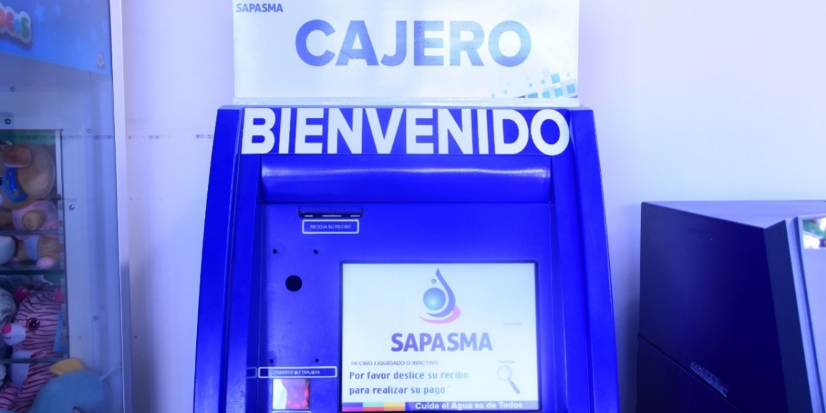 El Sistema de Agua Potable y Alcantarillado (Sapasma) ya cuenta con un cajero automático para que los usuarios realicen sus pagos de forma rápida y segura