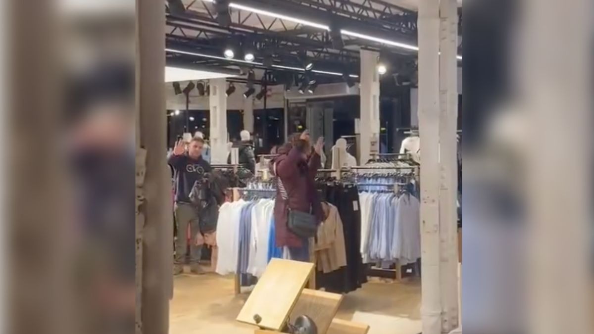 Mujer destroza tienda Bershka en Burgos
