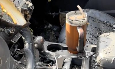 Termo permaneció intacto en incendio de auto