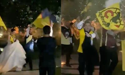 Recién casados hace entrada con el himno del Club América